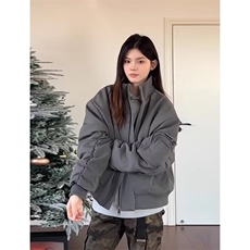 网图美式飞行员夹克男款春秋季高级感立领廓形工装外套，男装夹克，星座410-7