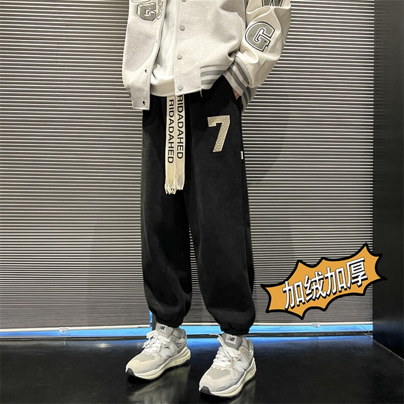 欧棉绒新款大码贴标束脚长裤M-5XXZ227-2*K807*P35加绒40控68,男装休闲裤,星座227-2