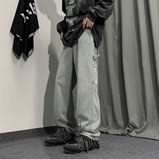 美式高街牛仔裤男夏季ins潮牌春秋直筒宽松阔腿长裤子K2598-P46，男装牛仔裤，星座412
