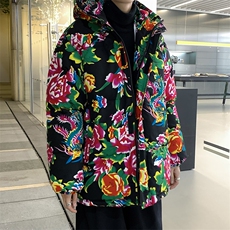 MY206东北大花连帽加厚保暖防寒棉衣外套风特色棉服情侣花衣，男装棉衣，星座115A(原星座507）