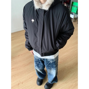有货 毛领棉服男冬季高级感美式复古棉衣加厚连帽外套HY7733-p99图片