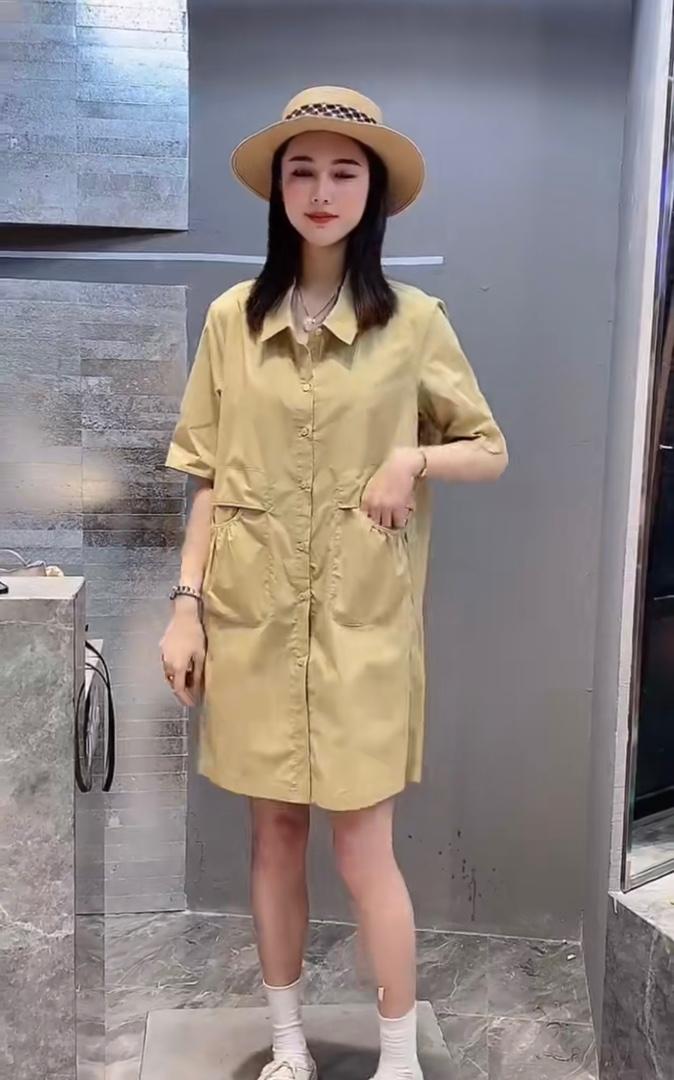 夏季新款韩版洋气工装风连衣裙,女装连衣裙,L·H·X