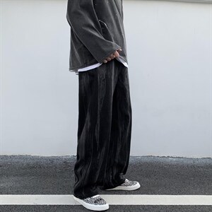 ins网红牛仔裤男直筒宽松坠感阔腿裤子韩版潮流老爹裤k302-p40图片