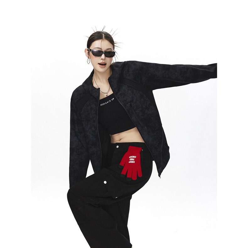 可二开脏脏灰扎染罗纹拼接运动修身大码M-5XL夹克JK78077P75控108，男装夹克，星座227-7