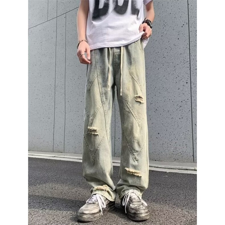 做旧破洞牛仔裤男vibe美式高街复古休闲长裤AG917-P51,男装牛仔裤,星座1109-3