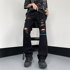 美式高街小众夏季破洞牛仔裤货号K726P60，男装牛仔裤，电商A063