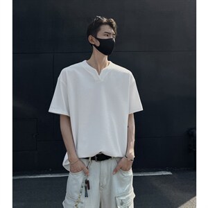 特批250克男装夏季新款大码宽松短袖T恤夏装V领打底衫S399P20图片