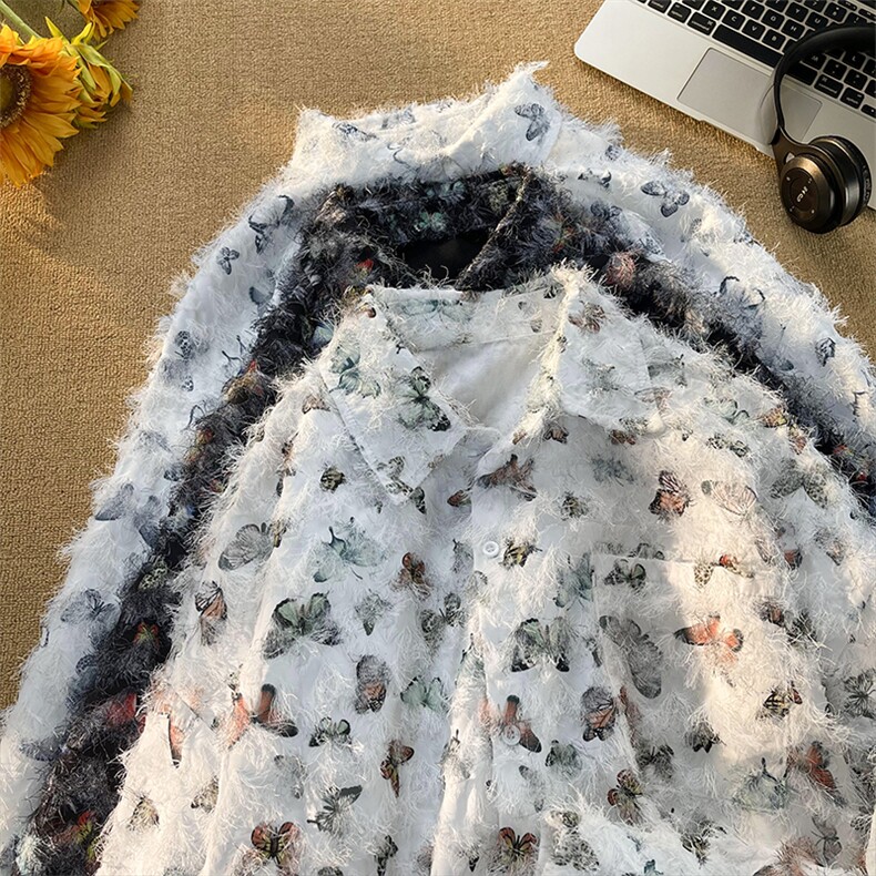 CS10051-特批40无差价控78新款长袖重工艺流苏蝴蝶情侣花衬衫男,男装衬衫,电商A059