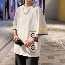 JT55114-P25假两件短袖t恤男大码胖子半袖体恤半截袖港风，男装T恤，电商A040