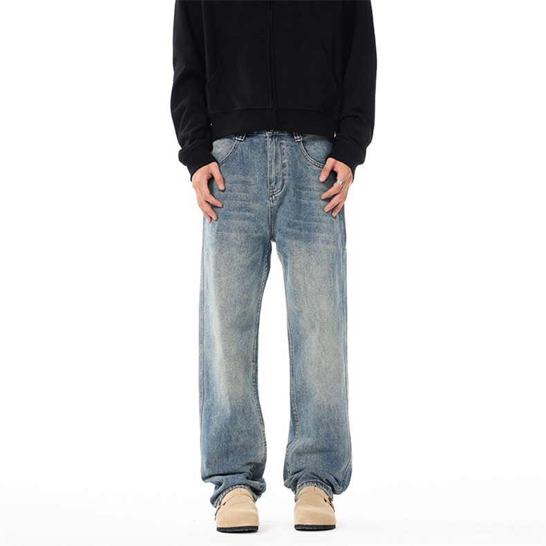 秋季新款美式复古休闲直筒裤宽松牛仔裤男3701P58，男装牛仔裤，星座902A