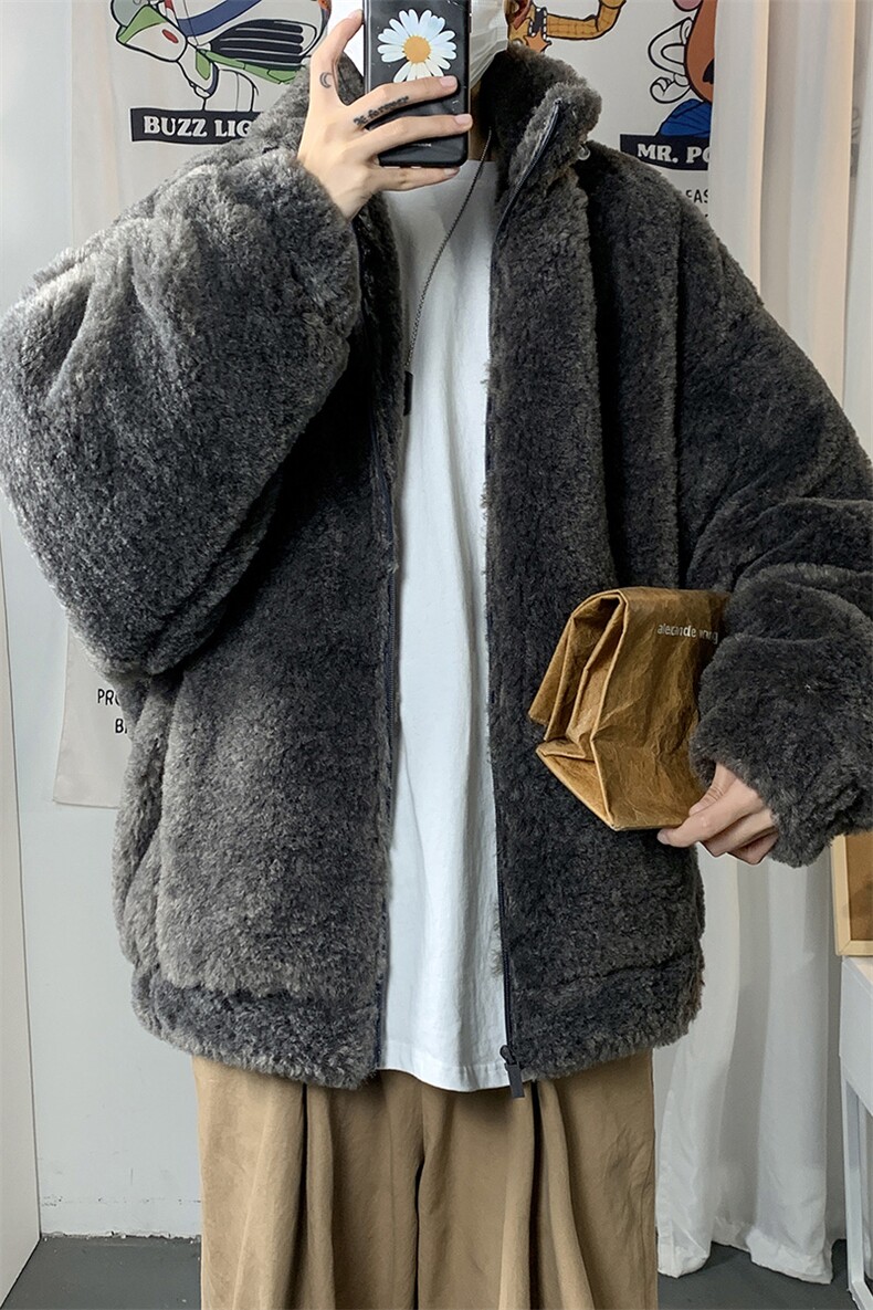 港风冬季宽松百搭棉服男羊羔毛情侣棉衣男外套男7956P105控149,男装棉衣,星座226-1