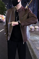 2025秋季新款立领皮衣男潮流修身皮夹克外套A368-P3313-P118，男装夹克，电商A368