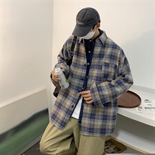 加厚衬衫男士长袖秋季潮流宽松衬衣ins日系港风秋装外套DX157P60，男装衬衫，电商B413-1