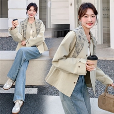 2026春装新款气质韩版短款风衣夹克外套女送丝巾，女装风衣，时尚风爆