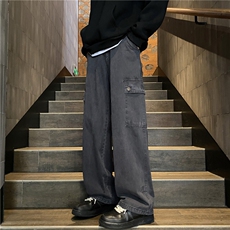 抖音品质新款美式高街复古水洗做旧宽松工装裤B315-K849-p75控98，男装休闲裤，电商B315