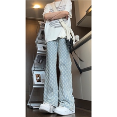 2025夏季新款美式高街提花满印直筒牛仔裤B315-K24159-p60控78，男装牛仔裤，电商B315