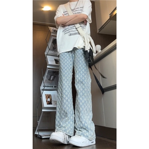 2025夏季新款美式高街提花满印直筒牛仔裤B315-K24159-p60控78图片