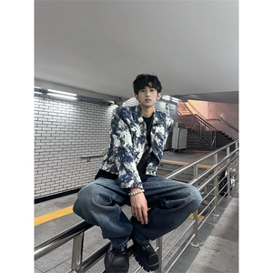 提花扎染外套美式复古夹克潮牌高级感痞帅衣服JK2687特P53