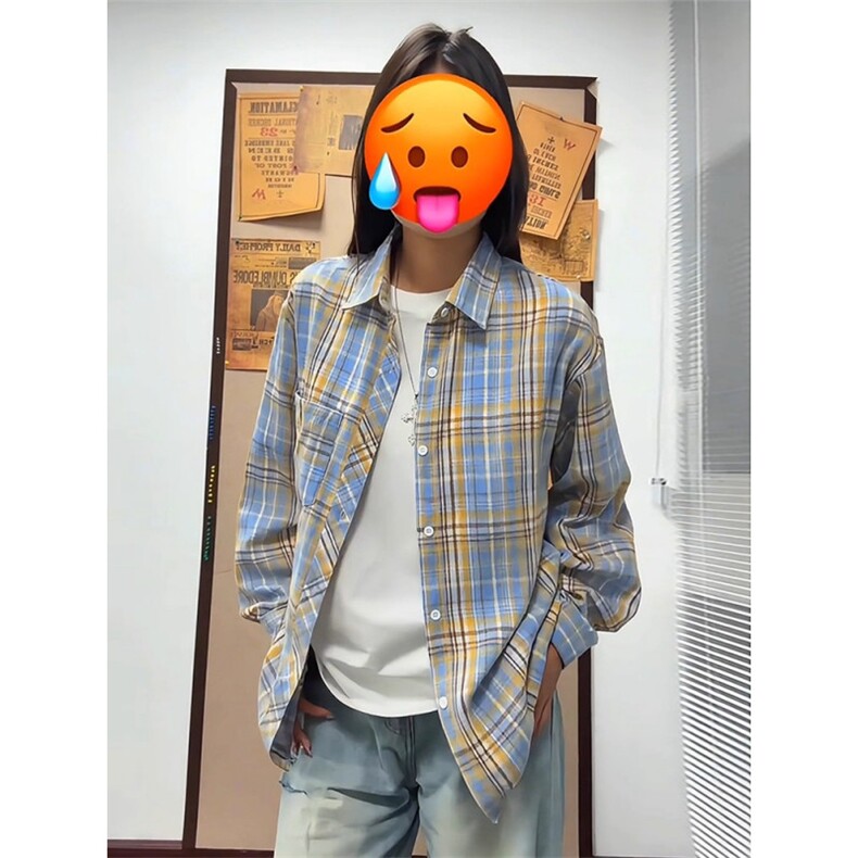 美式复古格纹长袖衬衫男女休闲外套痞帅衬衣外套新款LCS133-P36,男装衬衫,星座1008
