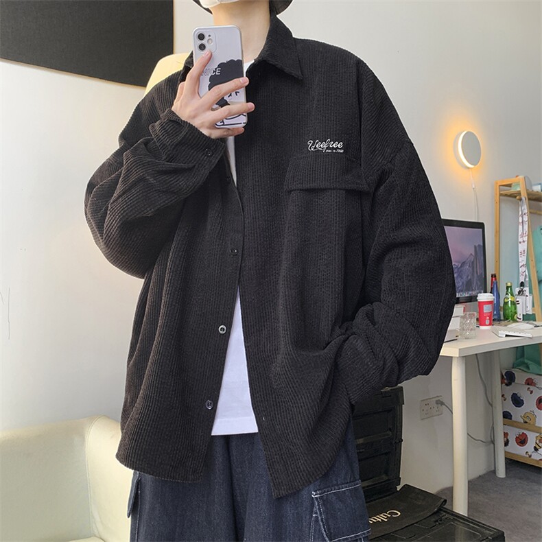 秋款复古刺绣衬衫宽松格子灯芯绒外套日系夹克潮9025/P45,男装夹克,星座206（原A221）