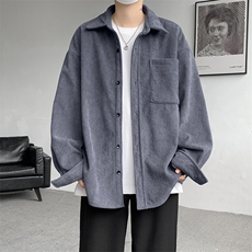 8XL-M加绒灯芯绒衬衫大码复古秋冬翻领上衣外套CS9001/P58加绒68，男装衬衫，电商B238