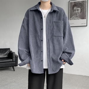 8XL-M加绒灯芯绒衬衫大码复古秋冬翻领上衣外套CS9001/P58加绒68图片