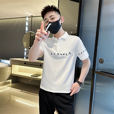 抖音2025夏季短袖T恤翻领小花刺绣翻领Polo衫T0264-P48，男装T恤，电商D342