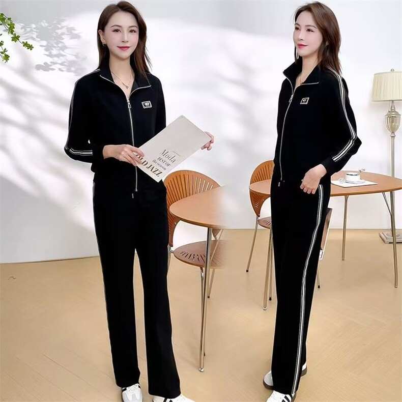 高档运动服套装女春秋妈妈2025新时尚洋气显瘦休闲卫衣两件套,女装大码女装,娇莉