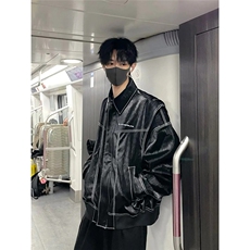 现货不缺货假两件皮衣复古夹克外套1209-1-JK17-P108（网图），男装夹克，星座1209-1