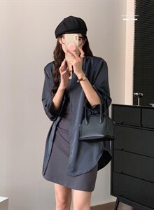 香丽迪网红chic高级感丝滑醋酸外披两件套图片