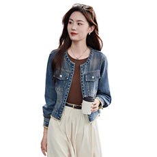 牛仔外套女2025秋季新款洋气时尚复古百搭显瘦牛仔夹克上衣外套，女装牛仔外套，靓衣阁