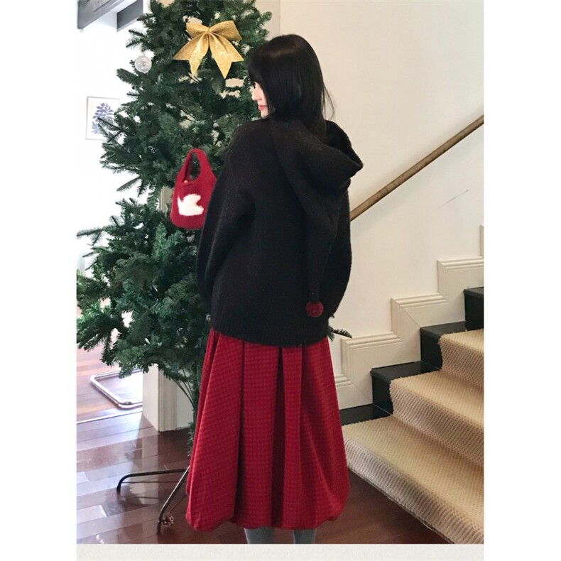 1506A/G38110/P69甜爱软糯小个子新年雪人连帽黑灰色圣诞毛衣,男装针织衫/毛衣,星座1506A