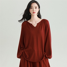 2025秋冬百搭时尚简约v领长袖针织衫，女装针织衫/毛衣，雅之冉羊绒