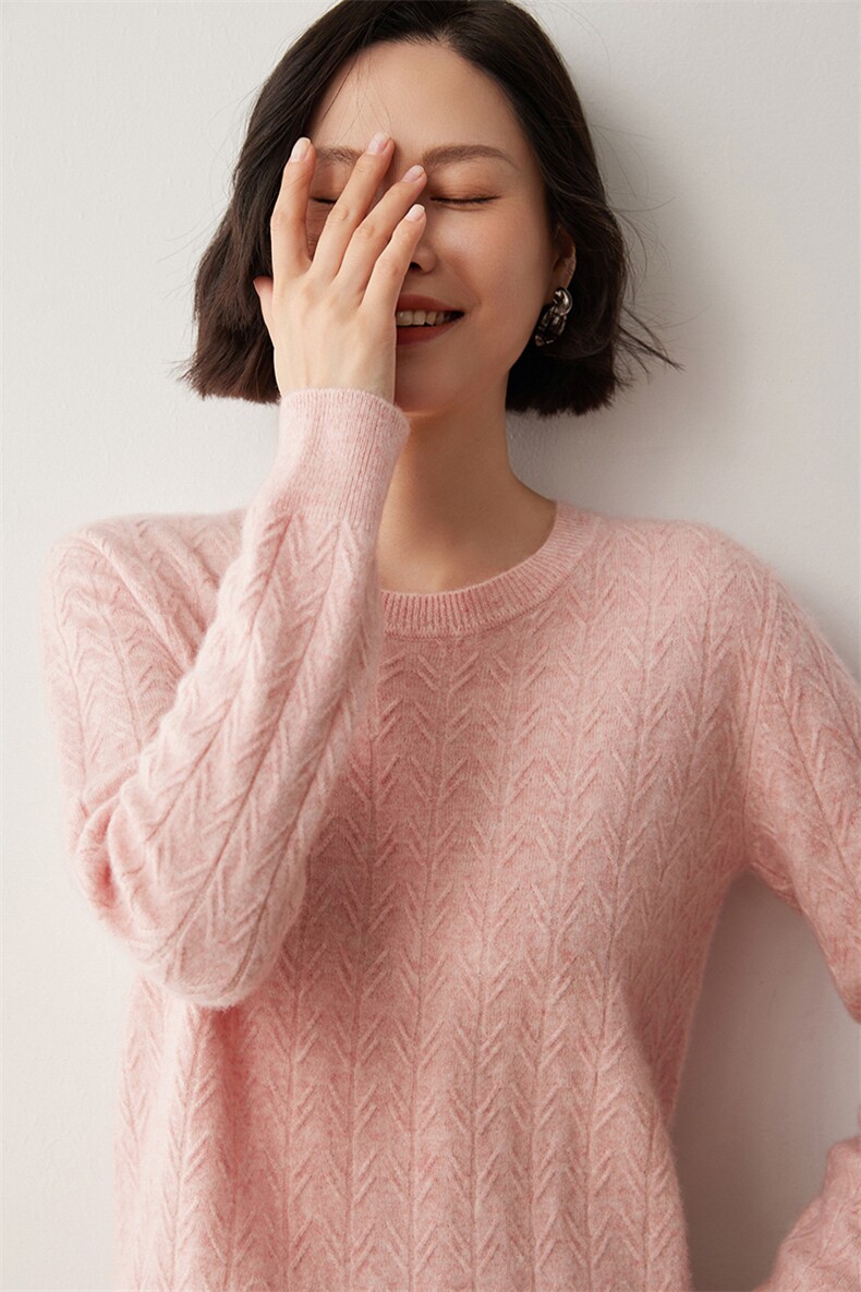 圆领纯色女秋冬新款针织35%羊绒衫2024年秋冬季休闲百搭,女装羊绒衫,蒂暖羊绒