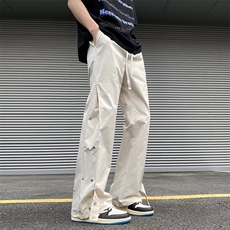 冲锋裤男春秋潮牌工装休闲长裤美式高街机能微喇裤子CK130P38，男装休闲裤，星座410-2