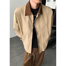 翻领帆布夹克外套男女春秋宽松工装棒球服宽松休闲上衣JW23，男装夹克，星座1116A（原606A-3）
