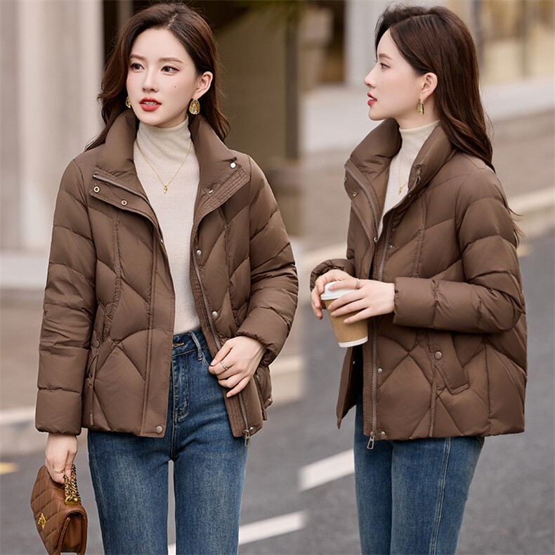 现货！2025年冬季新款时尚气质优雅立领羽绒服,女装羽绒服,魅影