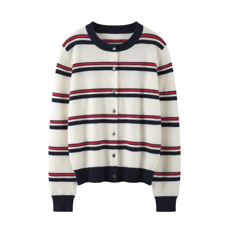 2025百搭时尚简约秋冬百搭新款撞色平面开衫，女装羊绒衫，绒知纯羊绒