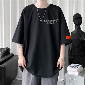 华夫格廓形短袖t恤男夏季oversize美式重磅高级感潮牌五分袖体恤图片