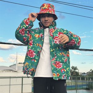 MY203男女休闲加厚保暖防寒棉衣外套棉服棉袄东北大花绿色团队潮图片