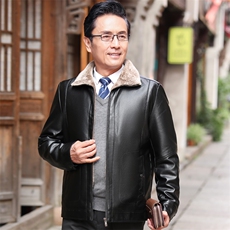 8817/爸爸小皮衣男父亲冬季加绒加厚翻领皮夹克中年人皮褂子，男装皮衣，星座1216（原钱塘722）