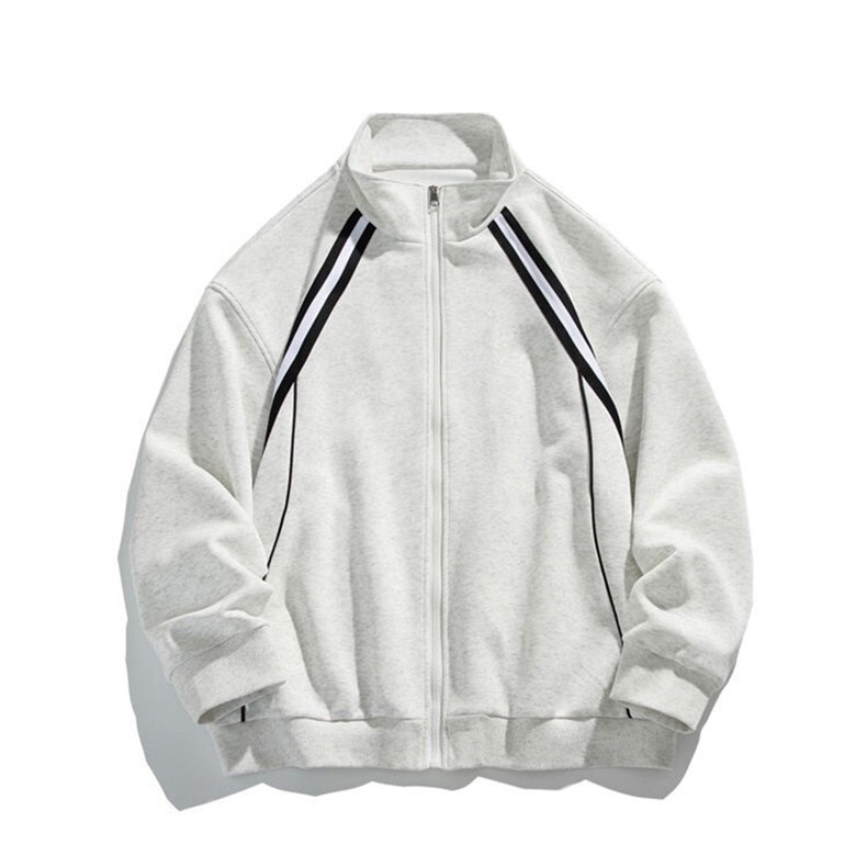 抖音得物高品质二开25秋冬美式重磅结构织带撞色立领卫衣外套W70，男装卫衣，电商A486-1