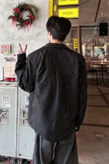 8XL-M小众解构肌理感裂纹垫肩花衬衫男高级感宽松衬衣男CS520P55，男装衬衫，电商D206-1