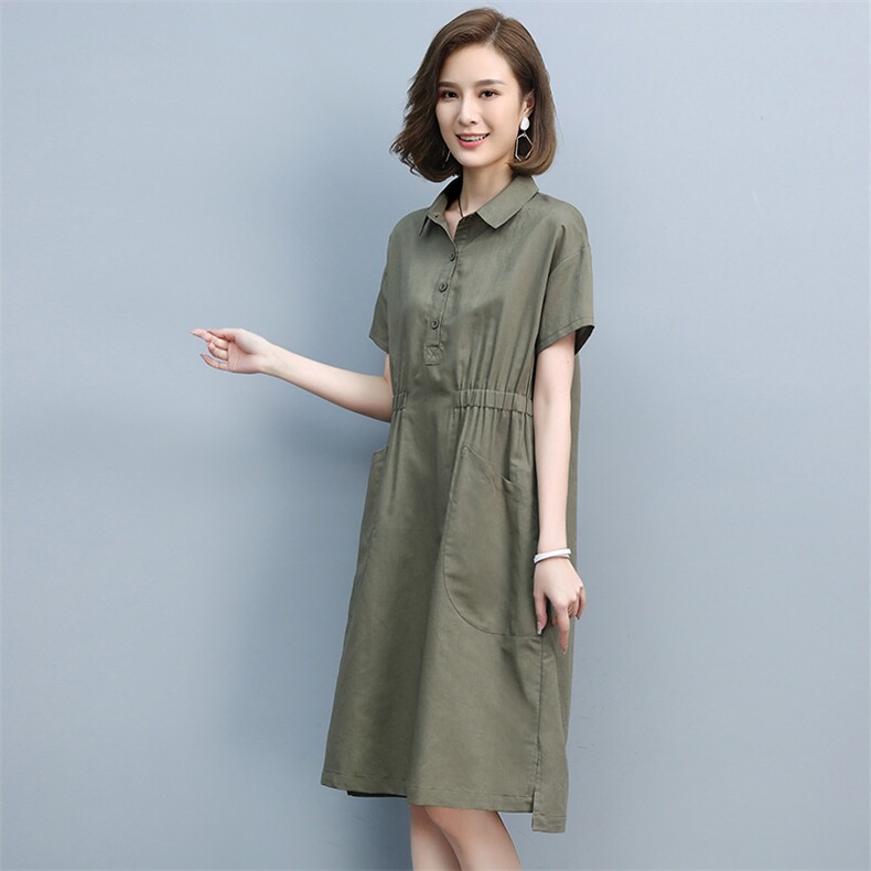 大码女装连衣裙2024新款夏季胖mm显瘦遮肉遮肚V领妈妈减龄裙子,女装连衣裙,丽影随形