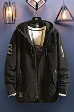 秋装连帽工装风衣中长款夹克男大码外套男夹克181，男装夹克，电商A438