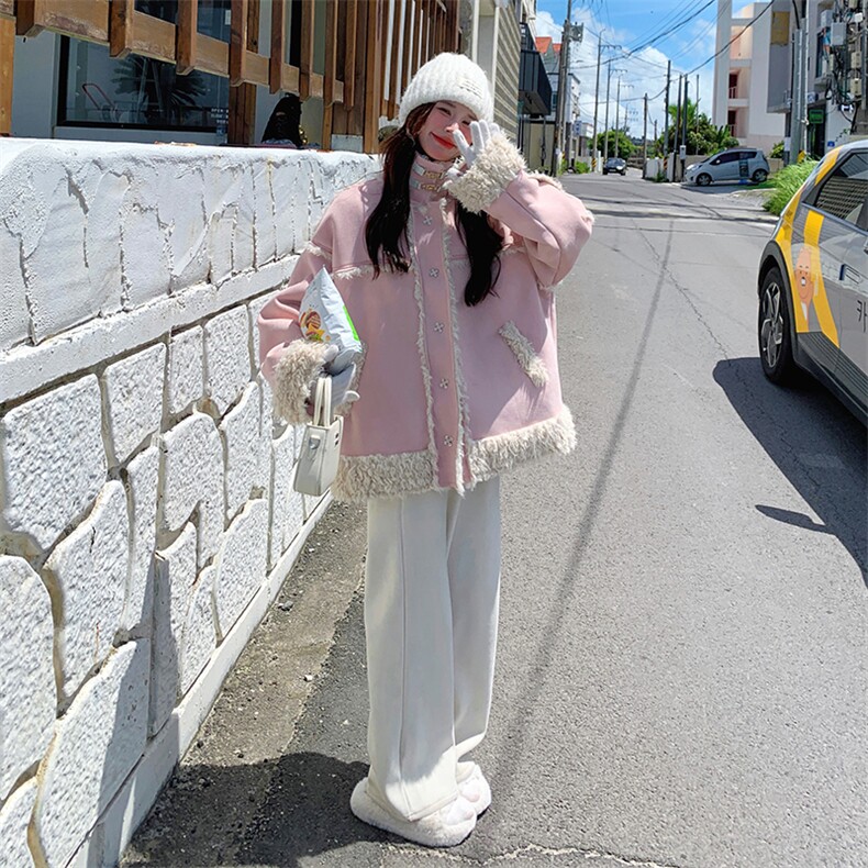 2024年冬季新款皮毛一体羊羔毛外套女0139,女装羊羔毛/颗粒绒,浙宝069