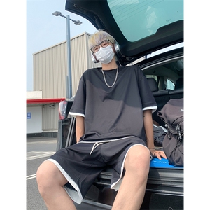 假两件休闲运动短袖套装上衣T3639特P25控48/裤子DK8613特P25控48