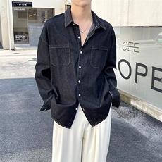 衬衫男长袖夏季2026春秋休闲牛仔工装衬衣男士外套CC22，男装工装外套，星座1116A-2（原606A-1）