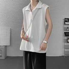8XL-M夏竖条纹纯棉背心男韩版宽松坎肩休闲运动午休T恤肌理DX333，男装背心/马甲，电商D206-1