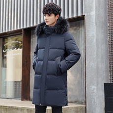 新款羽绒服男中长款大毛领加厚加大修身时尚青年外套潮YR09-P230，男装羽绒服，星座1210B